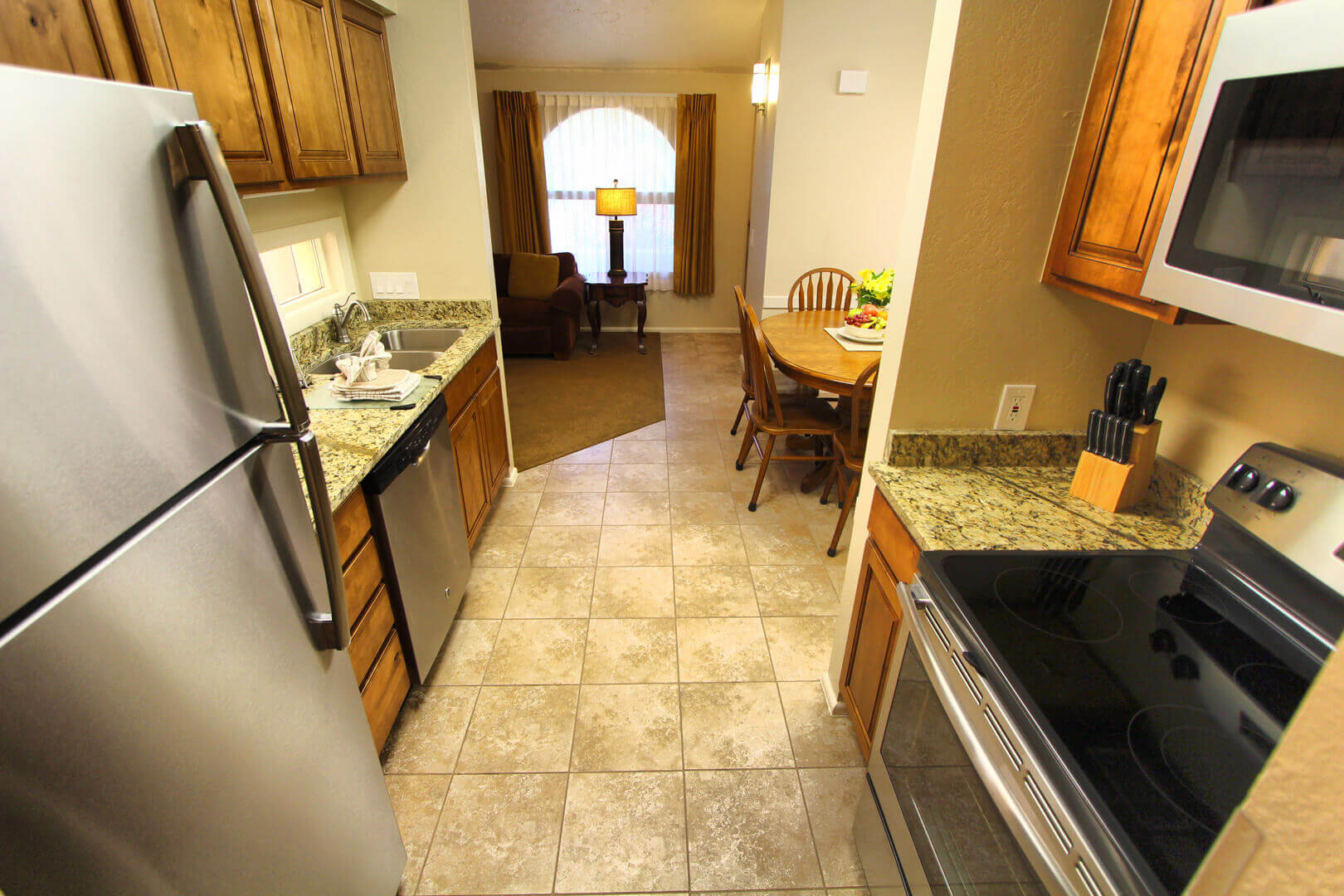 A renovated kitchen at VRI's Villas at South Gate in St George, Utah.